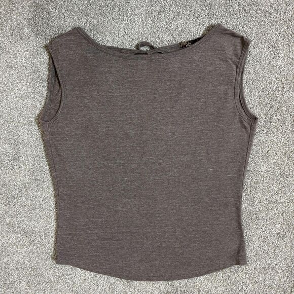 prAna Shirt Womens XS Gray Sleeveless Open Back Tie Drape Yoga Casual Soft Top - Picture 3 of 8